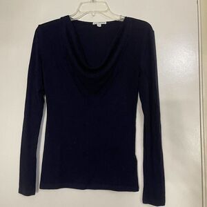 James Perse blue knit cowl neck drape blouse top XS 0